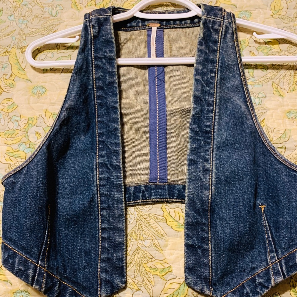 Free people denim vest size XS